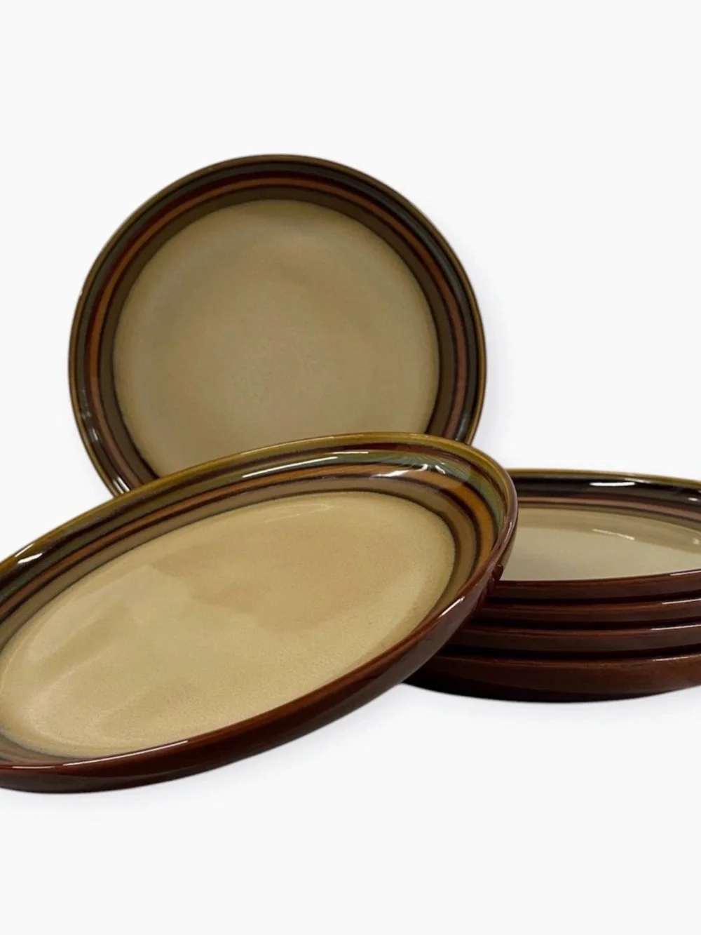 Set of 6 Sango Flair Brown 4836 Dinner Plates 11” Stoneware Discontinued